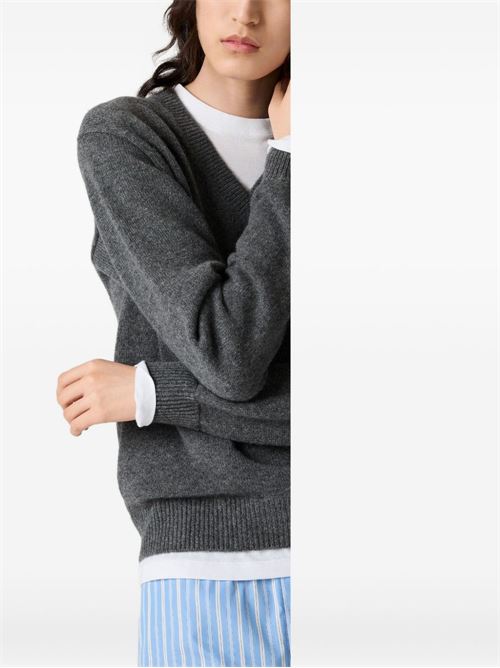 Maglia con scollo a v in cashmere MIU MIU | MMLB61174KF0480